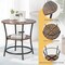 Costway 2 PCS 2-Tier Sofa Side End Table Round Nightstand with Sturdy Metal Frame Brown/Oak